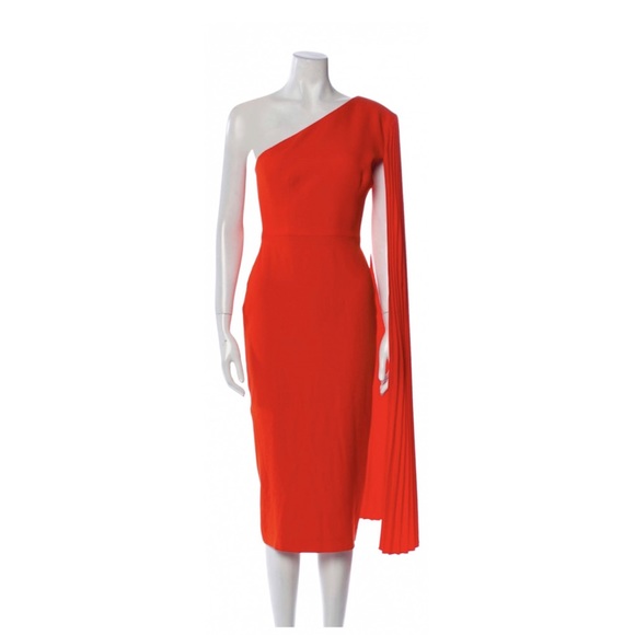 Alex Perry 6 Tangerine Red Lorin One Shoulder Lady Dress - Picture 2 of 11